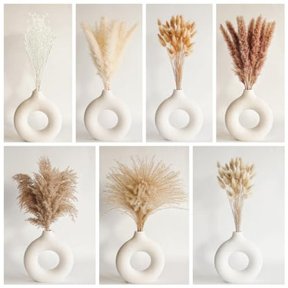 Dried Pampas Grass Decor, 128PCS Pampas Grass with Bunny Tails Dried Flowers, Reed Grass Bouquet for Wedding, Boho Flowers, Home Table Decor, Rustic Farmhouse Party - size: 128PCS