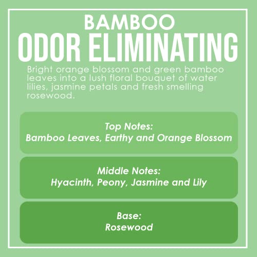 Bamboo Odor Eliminating Highly Fragranced Candle - Eliminates 95% of Pet, Smoke, Food, and Other Smells Quickly - Up to 80 Hour Burn time - 12 Ounce Premium Soy Blend - color: Bamboo