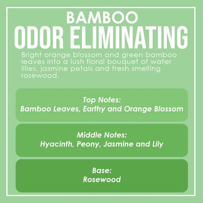 Bamboo Odor Eliminating Highly Fragranced Candle - Eliminates 95% of Pet, Smoke, Food, and Other Smells Quickly - Up to 80 Hour Burn time - 12 Ounce Premium Soy Blend - color: Bamboo