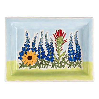 Wildflower Bluebonnet Tray - Ceramic Dish for Treasures, 11.5" x 8.5" Hand-Painted Floral Design, Ideal for Wallet, Phone, Keys, Food, or Home Decor, Living Room Table Decor, Hand Wash Only - style: Wildflower Bluebonnet