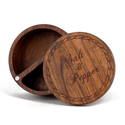 Acacia Wood Salt And Pepper Cellars With Lids Salt And Pepper Boxes Wooden Salt And Pepper Box With Lid Salt Pot Pinch Bowl Salt Box Linseed Oil Sealed 5x5x3