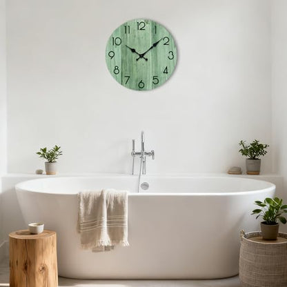 Wall Clock, Modern Wall Clocks Battery Operated, Silent Non Ticking Clock Decorative for Living Room, Office, Home, School 10 Inch (Light Green) - size: 10 Inch