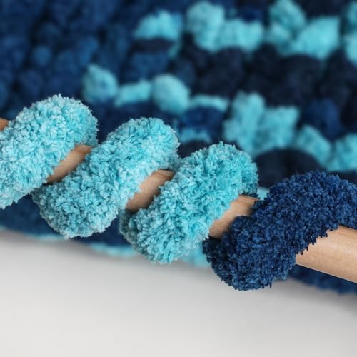 Jumbo Chunky Yarn for Hand Knitting - Super Thick Chenille Chunky Yarn for Crocheting - Extra Soft Bulky Fluffy Blanket Big Yarns 8 Jumbo Pack (27yds,8 oz Each Skein) - color: Ocean Current