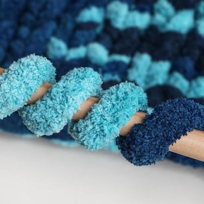 Jumbo Chunky Yarn for Hand Knitting - Super Thick Chenille Chunky Yarn for Crocheting - Extra Soft Bulky Fluffy Blanket Big Yarns 8 Jumbo Pack (27yds,8 oz Each Skein) - color: Ocean Current