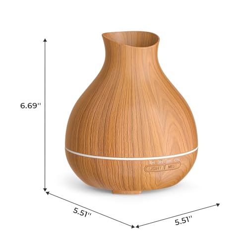 Aromatherapy Essential Oil Diffuser 550ml 12 Hours Wood Grain Aroma Diffuser with Timer Cool Mist Humidifier for Large Room, Home, Baby Bedroom, Waterless Auto Shut-off,7 Colors Lights Changing - color: Brown