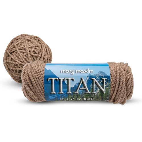 Mary Maxim Titan Bulky Yarn, Weight 5 Acrylic, Chunky Yarn for Crocheting and Knitting, Ideal for Thick, Soft Blankets, Throws, and Graph Style Sweaters, 80 Yards - Taupe - color: Taupe
