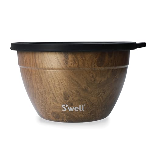 S’well Stainless Steel Salad Bowl Kit, Teakwood Finish, Includes 2oz Condiment Container and Removable Tray, Leak-Proof and Easy to Clean, Dishwasher Safe, 64oz (Pack of 8) - color: Teakwood, size: 64oz (Pack of 8)