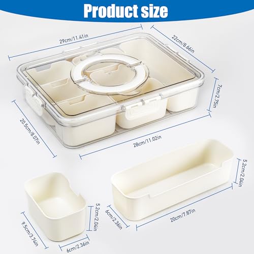 Bandesun Divided Serving Tray with Lid and Handle - Snackle Box Charcuterie Container for Portable Snack Platters - Ideal for Party and Entertaining - Clear Organizer for Candy, Fruits and Nuts - style: compartments Long 1pcs Small 6pcs
