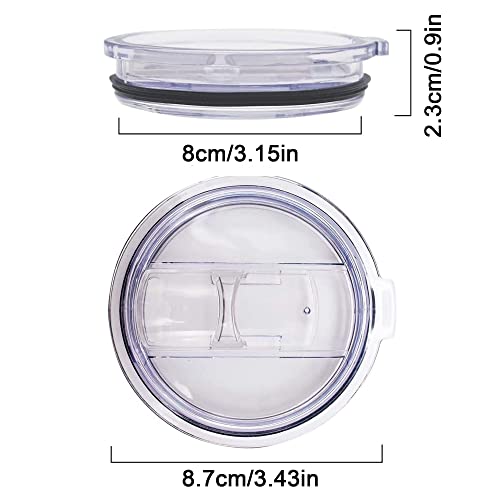 2 Replacement Lids for 20oz Stainless Steel Tumbler Travel Cup - Fits OF 3.2 INCH Yeti Rambler RTIC and others- Sliding(Transparent) - color: Transparent
