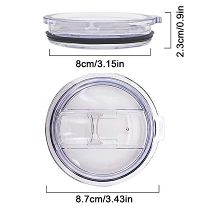 2 Replacement Lids for 20oz Stainless Steel Tumbler Travel Cup - Fits OF 3.2 INCH Yeti Rambler RTIC and others- Sliding(Transparent) - color: Transparent
