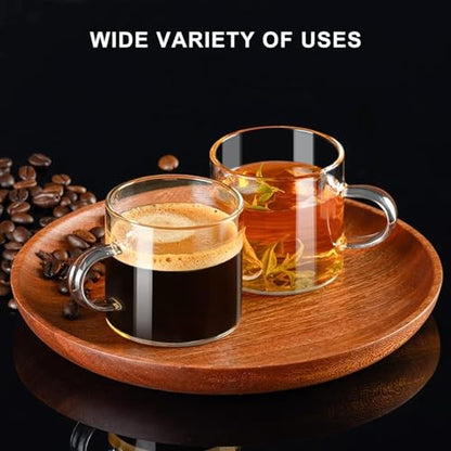PARACITY Espresso Shot Glass Set of 2, 4.3 fl oz Clear Cups with Handles | Borosilicate bodies fit semi-automatic and pod machines, holding 3-4 shots for americano, latte, cappuccino, mocha or foam - size: 4.3 Ounces