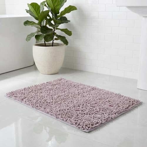 TOYANDONA Non Slip Chenille Bath Mat for Bathroom with Water Absorbent and Exceptional Softness, Stylish Design, Machine Washable, 35.43x23.62in, for Vacation Properties and Vanities
