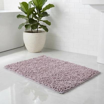 TOYANDONA Non Slip Chenille Bath Mat for Bathroom with Water Absorbent and Exceptional Softness, Stylish Design, Machine Washable, 35.43x23.62in, for Vacation Properties and Vanities