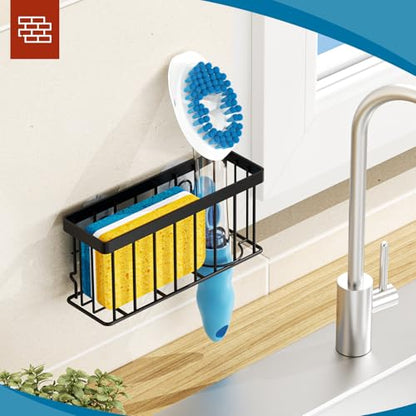 MURLONG Sponge Holder for Kitchen Sink,Sink Caddy Organizer with Suction Cups/Adhesive Strips,Dish Sponge Holder Design for Sponges,Scrubber,Stoppers-Black - color: Black