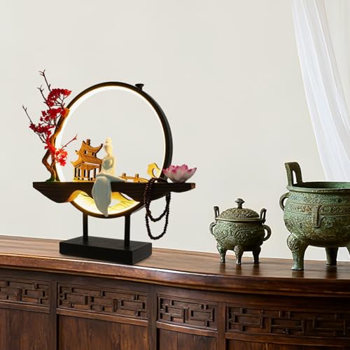 Backflow Incense Holder with LED Light, Countertop Incense Burner Holder Chinese Retro Ceramic Backflow Incense Burner for Relaxing or Home Decor (Style 4) - size: Style 4
