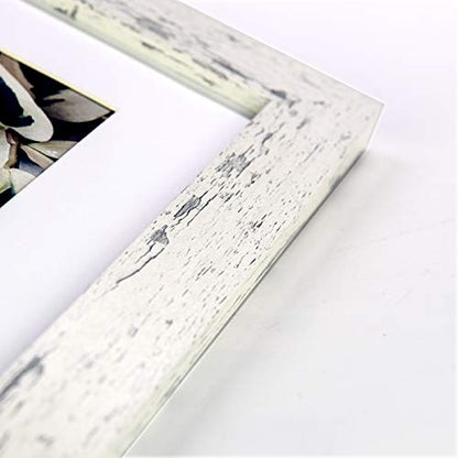 Rustic White 8x10 Picture Frame set of 2,Display 8x10 without Mat or 5x7 with Mat - color: White, size: 8x10 inches