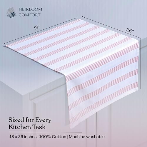 Burgundy Striped Kitchen Dish Towels (3-Pack), Quick Dry, 18"x26", Ultra Absorbent & Durable, 100% Cotton Multi Pin Stripe Towels for Drying Dishes, Wiping, and Daily Kitchen Cleanup - color: Burgundy Wine / Maroon, style: 3 Pack