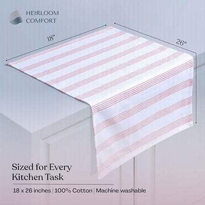 Burgundy Striped Kitchen Dish Towels (3-Pack), Quick Dry, 18"x26", Ultra Absorbent & Durable, 100% Cotton Multi Pin Stripe Towels for Drying Dishes, Wiping, and Daily Kitchen Cleanup - color: Burgundy Wine / Maroon, style: 3 Pack
