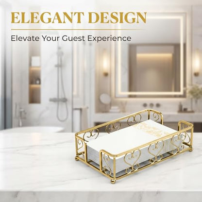 Guest Towel Holder Tray for Bathroom Countertop, Gold Napkin | Guest Bathroom, Powder Room & Vanity Use - color: F- Matt Gold Guest Towel Holder Tray, size: Guest Towel Holder