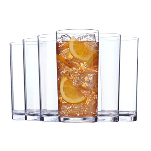 US Acrylic Classic Clear Plastic Reusable Drinking Glasses (Set of 6) 24oz Iced-Tea Cups | BPA-Free Tumblers, Made in USA | Top-Rack Dishwasher Safe - color: Clear, size: Iced-Tea Tumblers