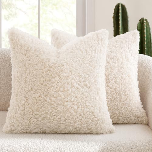 MIULEE Set of 2 White Throw Pillow Covers 18x18 Inch Pack of 2 White Throw Pillow Covers 18x18 Inch