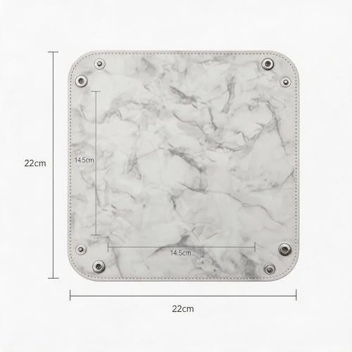 Valet Tray Desktop Storage Organizer – Vegan Leather Catchall Bedside Vanity Tray Nightstand Caddy Holder for Remote Controller, Watch, Keys, Phone, Wallet, Coin, Jewelry, Marble White - color: Marble White