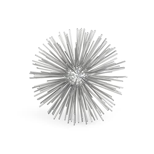 Torre & Tagus Spike Ball Silver Sphere Decor, Mid Century Modern Metal Silver Starburst for Home Decor On Shelf, Coffee Table, Wedding or Handmade Gift (4") - color: Silver, size: Small