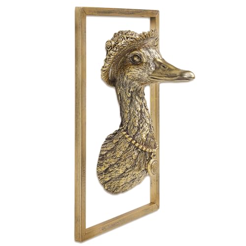 Vintage Gold Goose Resin Animal Heads Wall Decor - Exquisite Wall Hanging Sculptures for Living Room, Bedroom, Office - Handmade Home Art Decor(Duck) - color: Duck