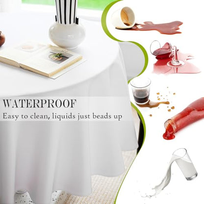 BYDOLL Table Cloth 60 Inch Round Tablecloth Fits Max50 Inch Diameter Table Top,White Polyester Washable Wrinkle-Free Spillproof Tablecloth for Party Patio Cover - color: White, size: 60" x 60" (Round-Fits Tables 36''-48'')