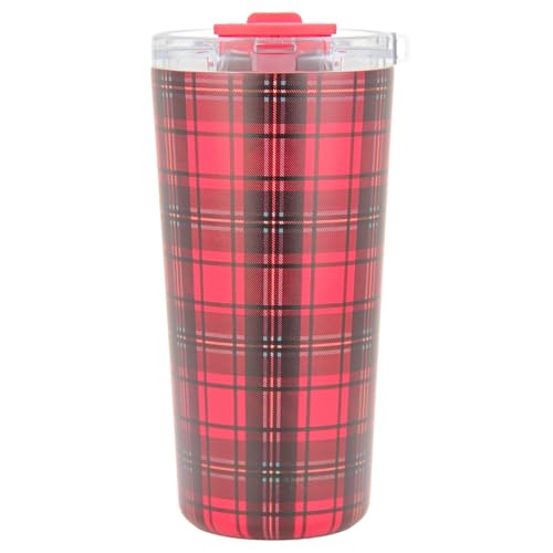 Drinco - 20 oz Stainless Steel Tumbler | Double Walled Vacuum Insulated Mug With Lid, 2 Straws, For Hot & Cold Drinks (20oz Tartan Plaid) - color: 20oz Tartan Plaid