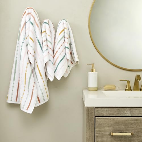 SKL Home Modesto Stripe 100% Cotton Premium Bath Towel, 600 GSM, Soft & Absorbent, Reversible Jacquard, Multi - color: Modesto Stripe, style: Bath Towel