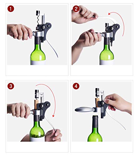 Stainless Steel Opener for Wine Professional Bottle Opener Tools Set with Wood Gift Box Pourer Stopper Foil Cutter Drip Ring Kit