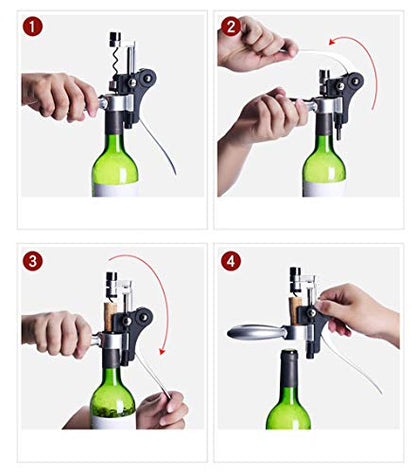 Stainless Steel Opener for Wine Professional Bottle Opener Tools Set with Wood Gift Box Pourer Stopper Foil Cutter Drip Ring Kit