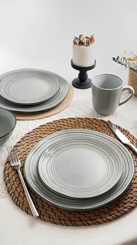 famiware Dinner Plates, 8 Inch Small Plate Set for 6, Dessert Appetizer Speckled Hand-made Ceramic Salad Plates, Microwave & Dishwasher Safe, Scratch Resistant, Twilight Series, Ashy Blue - color: Ashy Blue, size: 8 inch