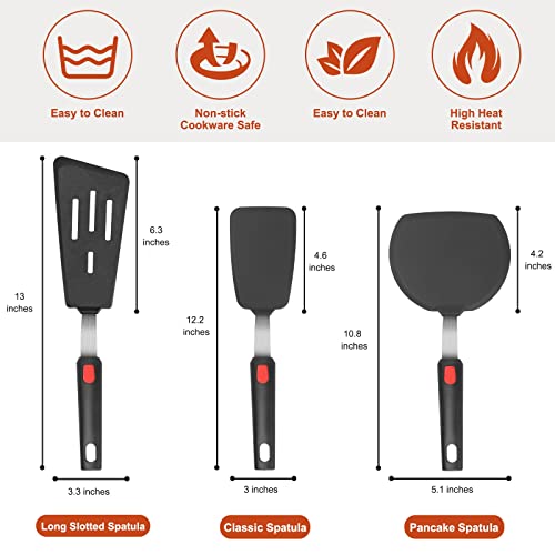 Hotec Silicone Spatula Turner and Stainless Steel Tongs for Cooking