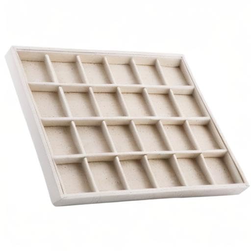 Oirlv Stackable Jewelry Tray,Linen Rings Earrings Organizer for Drawer | Solve Clutter Issues in Drawers or Jewelry Collections, Attractive,High-end and Long-lasting,Display Jewelry Professionally - size: 24 Grids