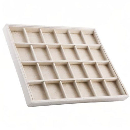 Oirlv Stackable Jewelry Tray,Linen Rings Earrings Organizer for Drawer | Solve Clutter Issues in Drawers or Jewelry Collections, Attractive,High-end and Long-lasting,Display Jewelry Professionally - size: 24 Grids