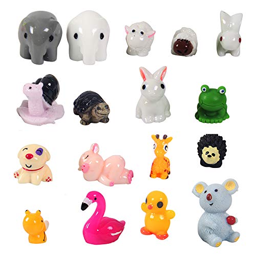 Kbraveo 45 Pcs Mini Animals Miniature Ornament Kits for DIY,Fairy Gardens Décor,Elephants,Rabbits,Hedgehogs,hens,Bunnies,Cubs,Chicks,Bees,Cows,Frogs,Snails,Turtles,Puppies,Pigs,Sheep