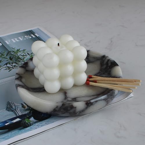 Natural Marble Travertine Ring Dish Jewelry Tray 5.5" for Women, Marble Trinket Dish for Key Earring Nightstand, Mother's Day Engagement Birthday Gift - Calacatta Viola - color: Calacatta Viola