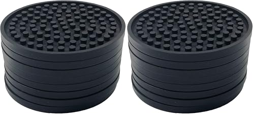Better Kitchen Products 8 Piece Silicone Coaster Set, Black (Pack of 2) - size: 3.63" diameter (Pack of 2)