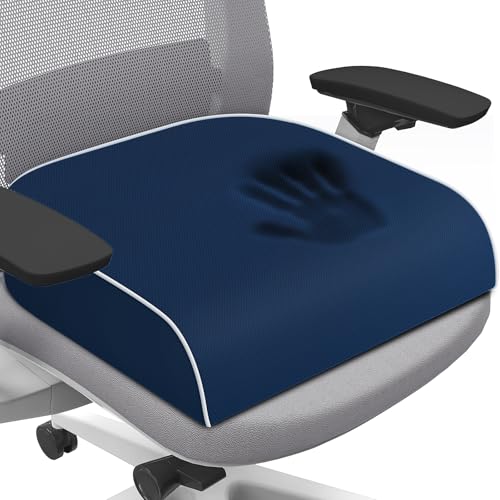 SweetSlubr Seat Cushion, Chair Pad, Memory Foam Tailbone Pain Relief | Office Chair Cushion for Tailbone Pain Relief, Non-Slip Cover, Soft Support for Office Chair, Car Seat,Large/Dark Blue - color: Darkblue, size: Large