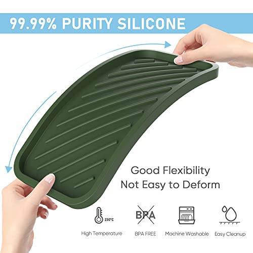 Silicone Sponge Holder-Large Thick Durable 10" Sink Organizer Tray-Kitchen | Thick Durable Sponge Caddy, Large Sink Tray, Dish Soap & Scouring Pad Holder, Countertop Drip Tray, Easy Clean, Rust-Proof - color: G-ge, size: 10x5.1inch