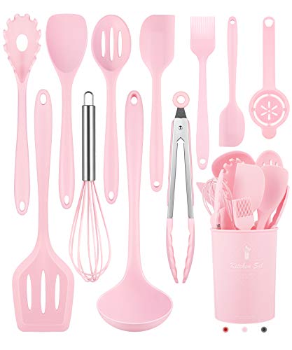 Kitchen Utensils Set-12 Pieces Silicone Cooking Utensils Set (Dishwasher Safe) 392°F Heat Resistant Spatula Set, Nonstick Cookware | Dishwasher Safe 392°F Heat Resistant Spatula Set Kitchen Utensil Set for Nonstick Cookware,Best Kitchen Tools with Holder