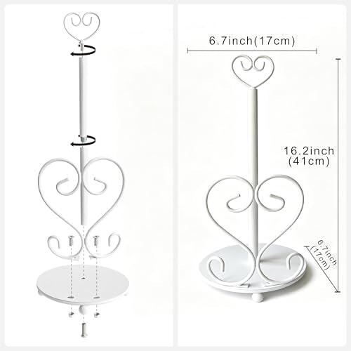 Paper Towel Holders Countertop - Paper Towel Holder Standing - Decorative Paper Towel Roll Holder Metal Paper Towel Holder (Heart Shaped) - color: Heart-shaped(matte White)