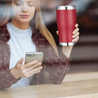 VEGOND 20oz Tumbler Stainless Steel Tumbler Cup with Lid And Straw Vacuum Insulated Double Wall Travel Coffee Mug(Brick Red 6 Pack) - color: Red, size: 6 Count (Pack of 1)