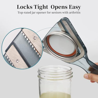 Jar Opener for Weak Hands & Seniors with Arthritis – Easy Twist-Off Lid & Bottle Opener – Ergonomic Non-Slip Handle, Unique Kitchen Gadget & Ideal Christmas Gift for Elderly, Women & Men (Gray) - color: Gray