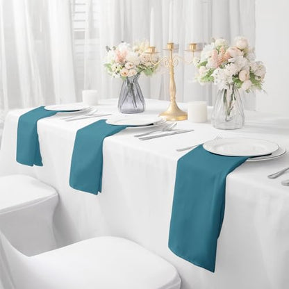 Bailarina Cloth Napkins Set of 80,17x17 inches Dinner Napkins Cloth Washable,Polyester Square Table Cloth Napkin Bulk with Hemmed Edges Ideal for Banquets, Parties and Weddings-Peacock Blue - color: Peacock Blue