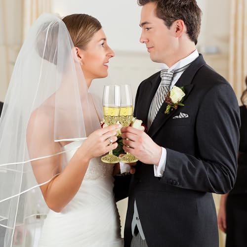 Champagne Flutes -His and Hers,Wedding Toasting Glasses for Engagement Celebrations, Bridal Shower and Registry Idea, Tall Wine Glasses for Bride and Groom Gifts,7oz (Gold New) - color: Gold New