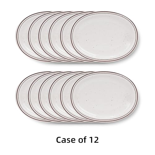 Stoneware Narrow Rim Brown Speckle, Oval Platter 13.5" x 10.5", Case of 12 - color: Brown Speckle, size: Platter 13.5" x 10.5"