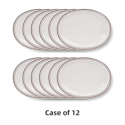 Stoneware Narrow Rim Brown Speckle, Oval Platter 13.5" x 10.5", Case of 12 - color: Brown Speckle, size: Platter 13.5" x 10.5"
